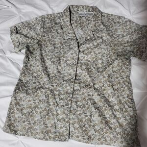 Basic Editions Men's Or Women's Floral Button Down Shirt - Black and Brown